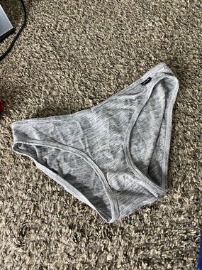 PINK Victoria's Secret Gray Cotton Bikini Briefs with Pink Logo Tag